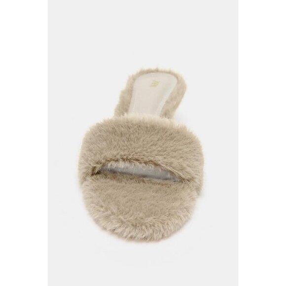 ZARA FAUX FUR HEELED SANDALS - Picture 6 of 7